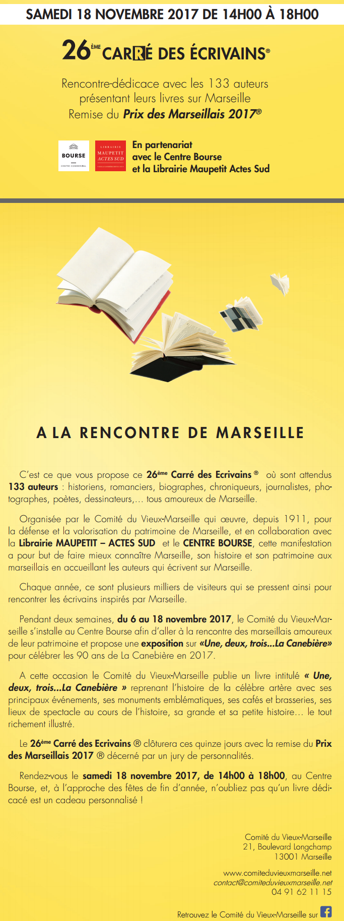 26ème Carré des écrivains (2017) au centre Bourse à Marseille