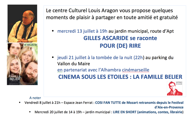 Gilles Ascaride se raconte pour (de) rire, Septèmes les Vallons, juillet 2016